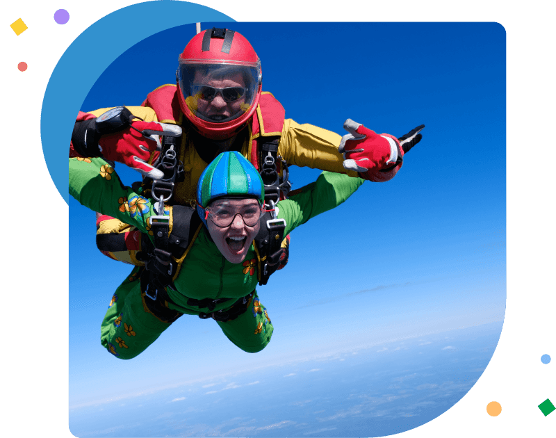 cheerful skydivers